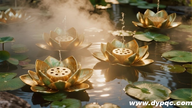 香槟金莲蓬雕塑水景