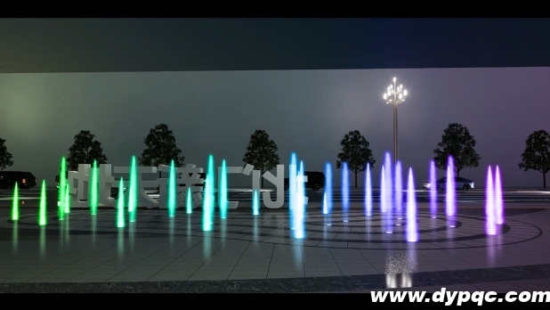 绵阳华禧首座北门新天地音乐喷泉三维动画截图（背面）