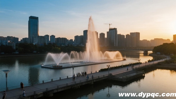 河道漂浮式音乐喷泉全景