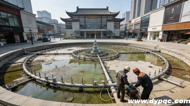 商业广场喷泉维护施工现场