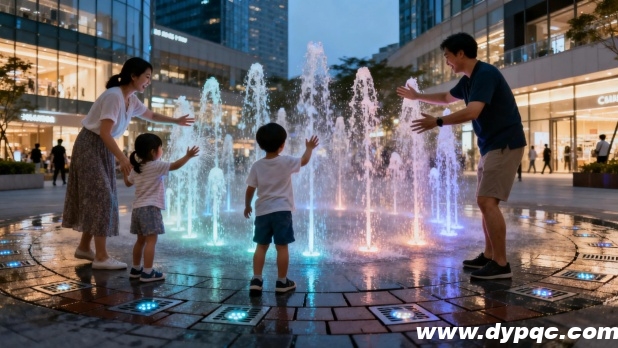 挥手触发互动喷泉水柱变化