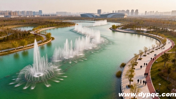 城市迎宾公园水系全景