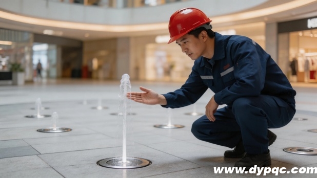 工程师测试感应喷泉功能