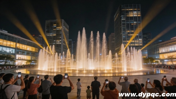 商业广场水舞秀夜景