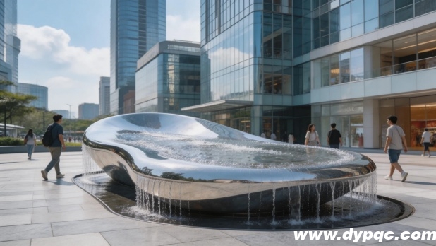水景雕塑镜面反射周围建筑