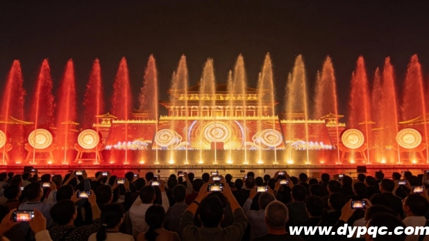 文旅景区水舞秀与建筑灯光秀联动