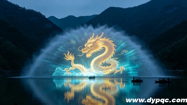 天然湖泊上的水雾光影秀